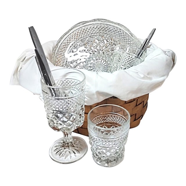 Crystal Starlite Gift Picnic Basket- Set of 14 For Sale