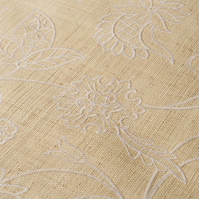 Schumacher Sample - Schumacher Sconset Embroidered Raffia Wallcovering In Natural For Sale - Image 4 of 5