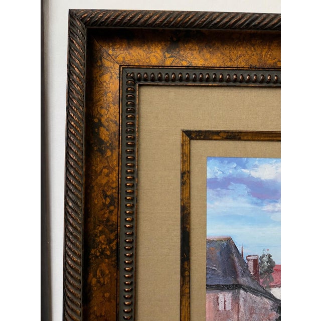 Brown Late 20th Century Robert Duval European Village Landscape Print in Decorative Arts, Inc. Designer Frame For Sale - Image 8 of 10