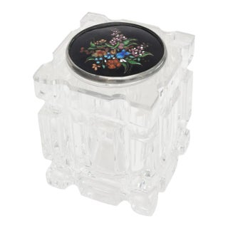 Vintage Enameled Foiled Cloisonné Top and Lucite Vessel, Box or Container 80's For Sale