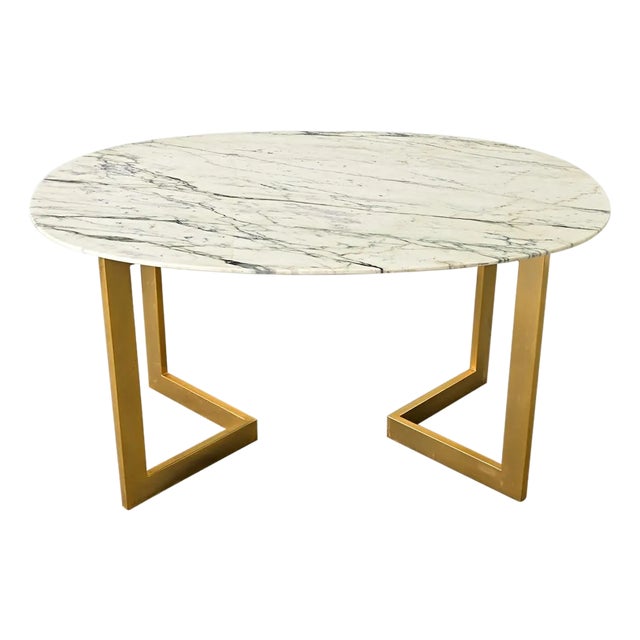 French Modern Oval Marble Dining Table For Sale