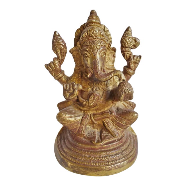 Vintage Brass Small Ganesha Figure For Sale