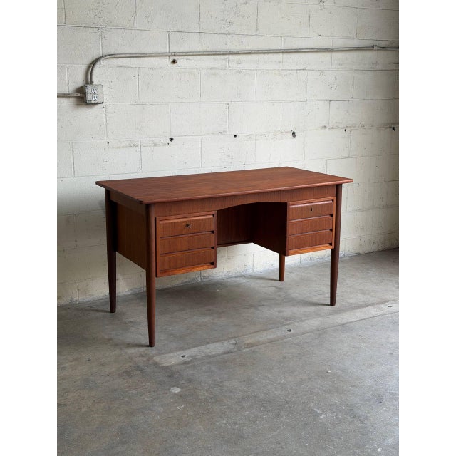 Teak Executive Desk Large Wooden Office Writing Table Denmark Mid-Century Modern 1960s For Sale - Image 10 of 10