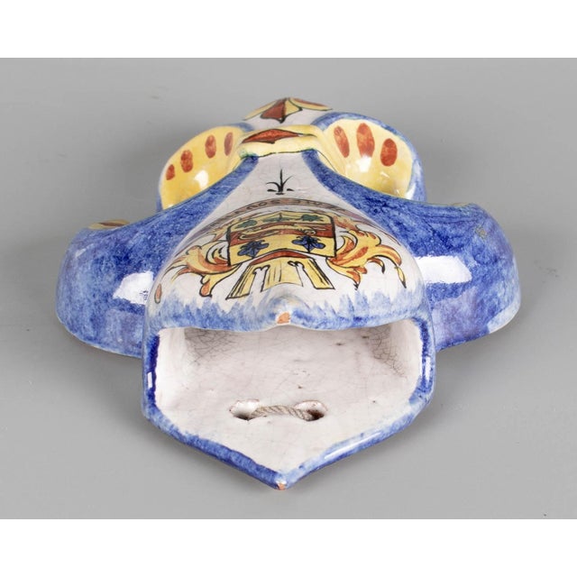 Blue 19th Century French Faience Fleur De Lis Wall Pocket For Sale - Image 8 of 13