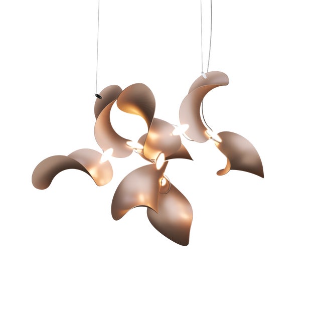Copper Dune 8 Cluster Chandelier with Shades in Copper Metallic Tone by Daniel Becker for Moss Objects For Sale - Image 8 of 8