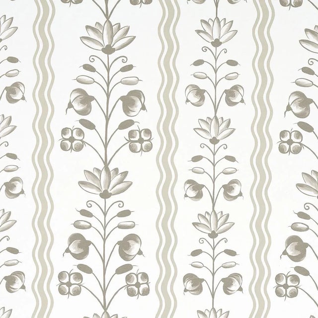 Schumacher x Marie-Anne Oudejans Delft Waves Wallpaper in Neutral For Sale