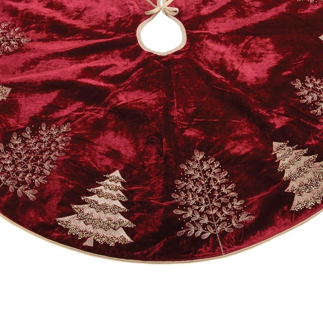 Kenneth Ludwig Chicago Embroidered EverGreen Tree Skirt 48"D For Sale - Image 4 of 4
