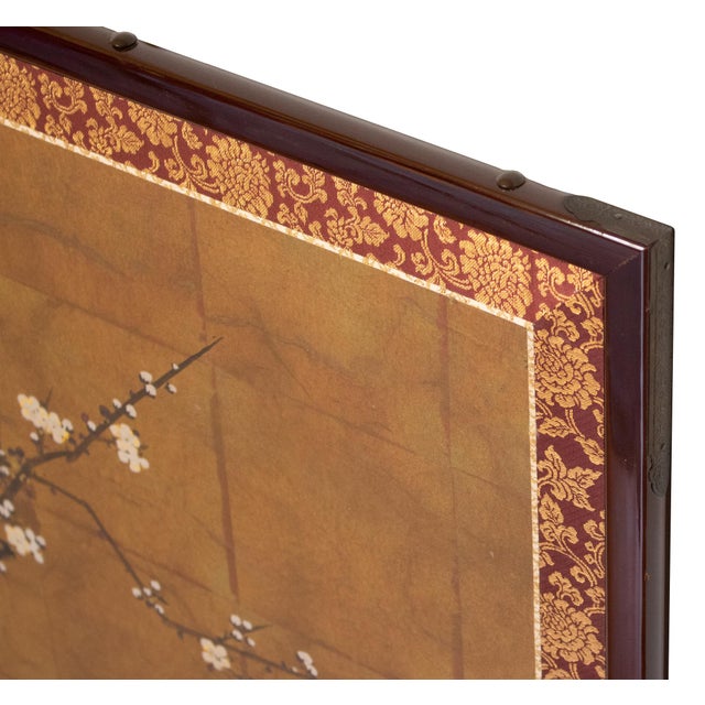 "Plum Blossom, Peony, Iris", 1970s Showa Era Japanese Painted Byobu Screen For Sale - Image 15 of 18