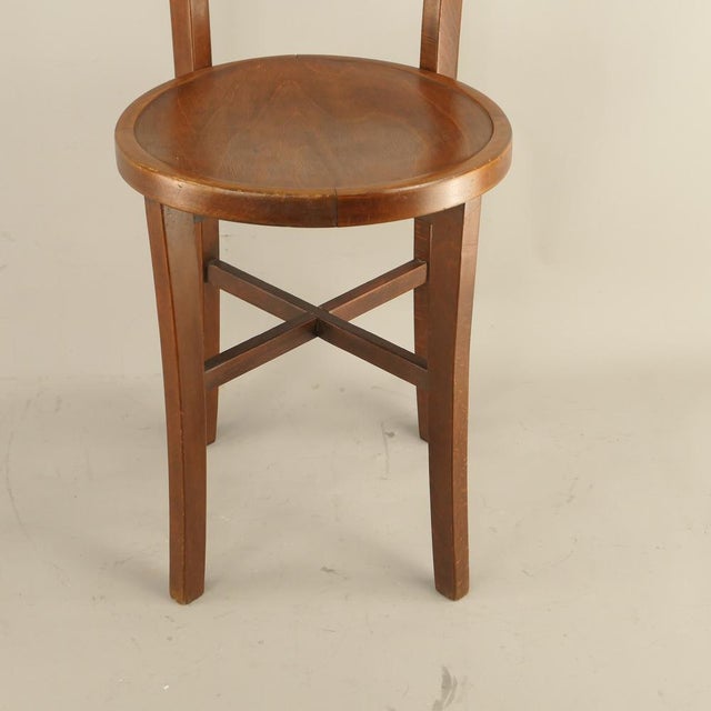 Viennese Beech Bistro Chair with Curved Top Rail & X-Stretcher, Austria, 1930s For Sale - Image 10 of 11