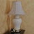 Vintage American Ivory Glazed Ceramic Table Lamp With Brass Base and Embossed Bell Shade For Sale - Image 15 of 18