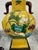 1940s Pair of Chinese Yellow Porcelain Lamps W/Lotus & Crane Motif, Brass Greek Key For Sale - Image 4 of 6