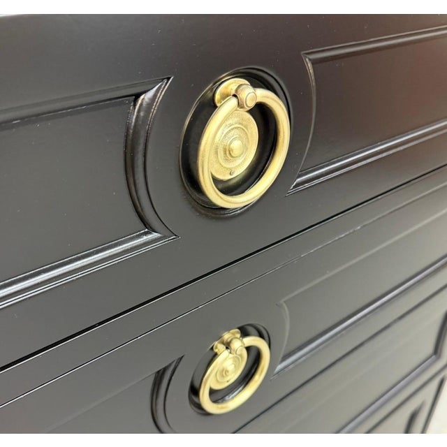 Black Vintage Henredon Italian Style Black High Chest For Sale - Image 8 of 10