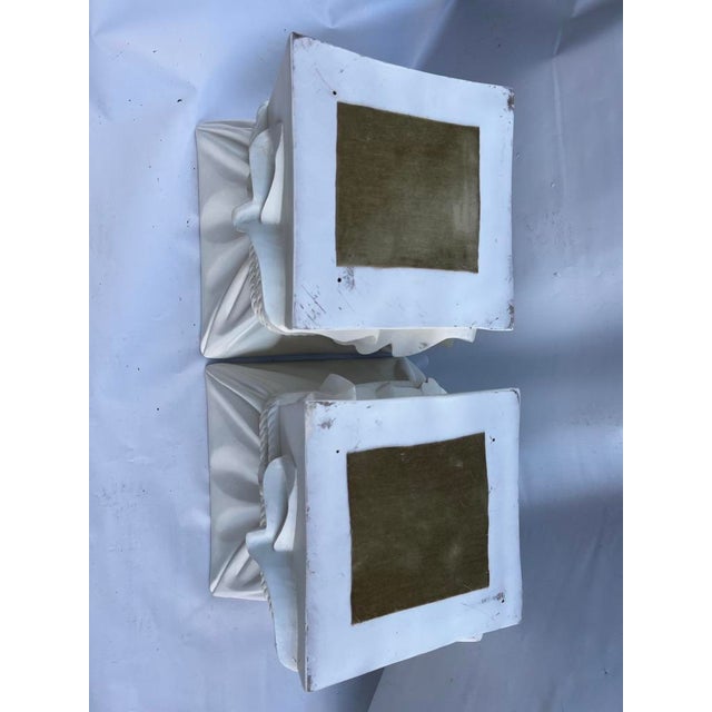 White Plaster Draped Fabric and Rope Side Tables a Pair For Sale - Image 8 of 12