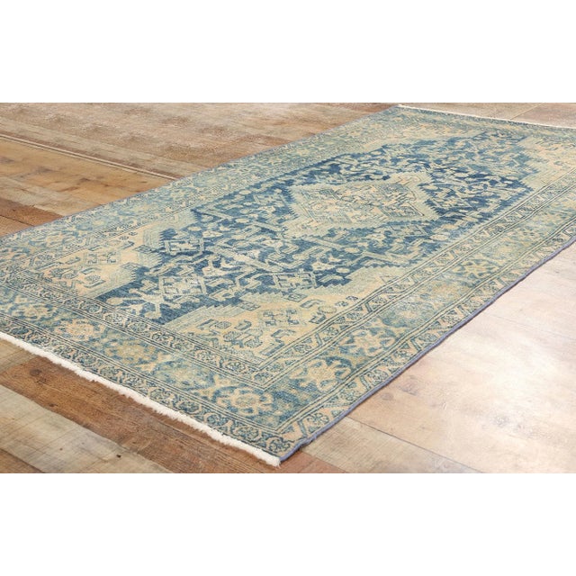 Textile Antique-Worn Blue Persian Malayer Rug - 03'11 X 07'03 For Sale - Image 7 of 10