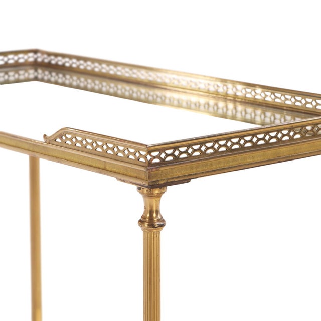 Mid 20th Century A Beautiful Pair of French Brass and Mirrored Tables, in the Manner of Jansen For Sale - Image 4 of 7