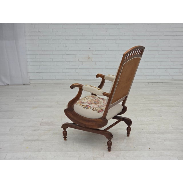 Danish Highback Rocking Chair in Handwoven Wool and Ash, 1930s For Sale - Image 18 of 18