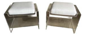 Pair of Lucite Waterfall Ottomans in the Style of Charles Hollis Jones