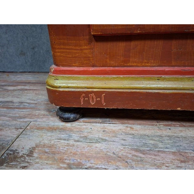 19th Century Alsatian Wardrobe in Polychrome Wood For Sale - Image 5 of 11