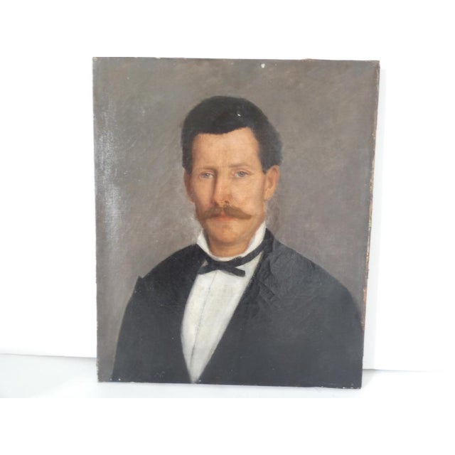 French Artist, Portrait of a Gentleman, 1890s-1910s, Oil on Canvas For Sale - Image 9 of 9