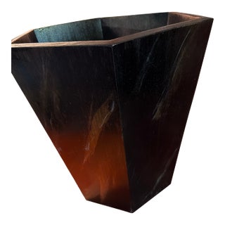 Faux Black Marble Hwxagonal Handmade Wastebasket For Sale