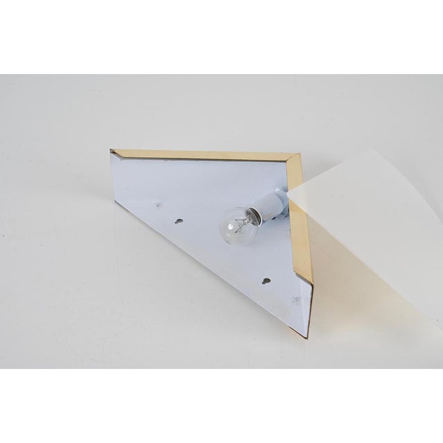 Italian Triangular Sconce in Brass and White Acrylic Glass, 1970s For Sale - Image 10 of 18