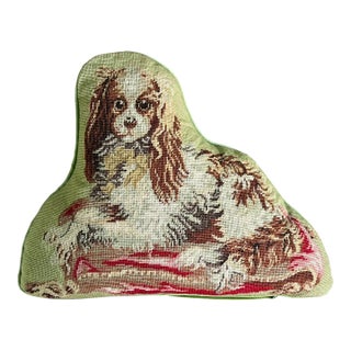 Needlepoint Dog Pillow of a King Charles Spaniel For Sale