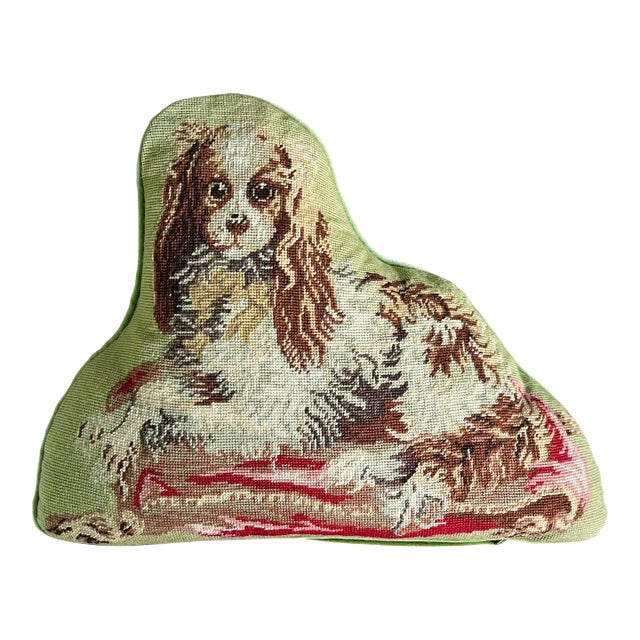 Needlepoint Dog Pillow of a King Charles Spaniel For Sale