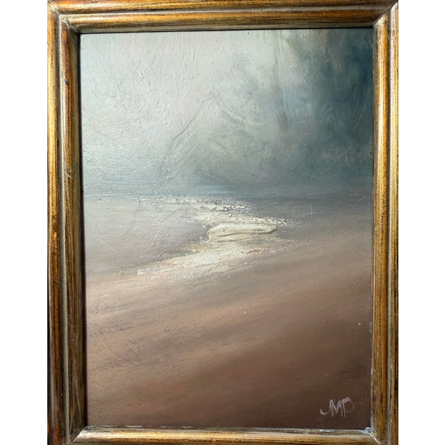 1970s Contemporary Original JMP Foggy Coastline Seascape Beach Oil Painting on Board For Sale - Image 9 of 11