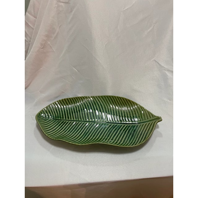 Ceramic Early 21st Century Large Palm Leaf Catchall Dish For Sale - Image 7 of 8