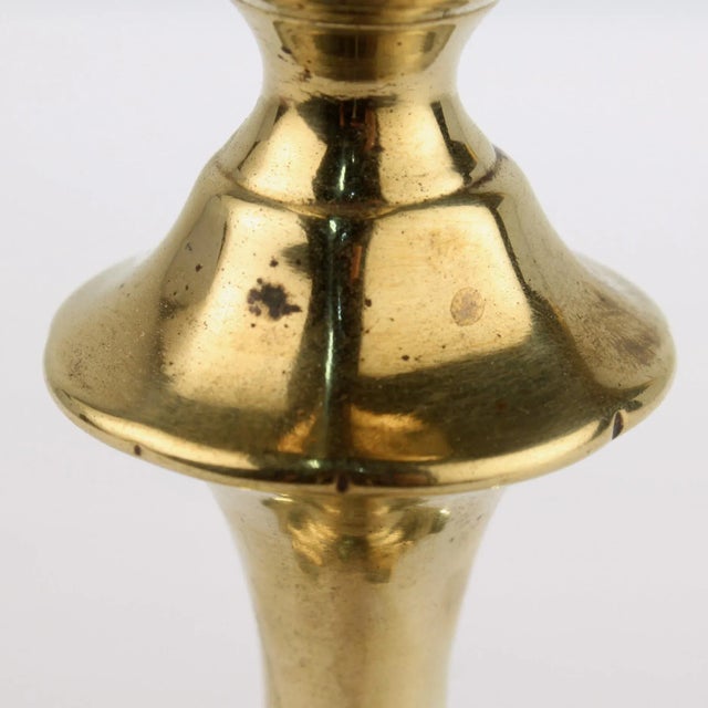 Antique 18th Century George II English Brass Petal Base Single Candlestick For Sale - Image 11 of 13