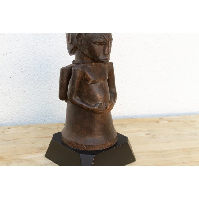 Black Early 20th Century Janus Two Faced Carved Figure For Sale - Image 8 of 11