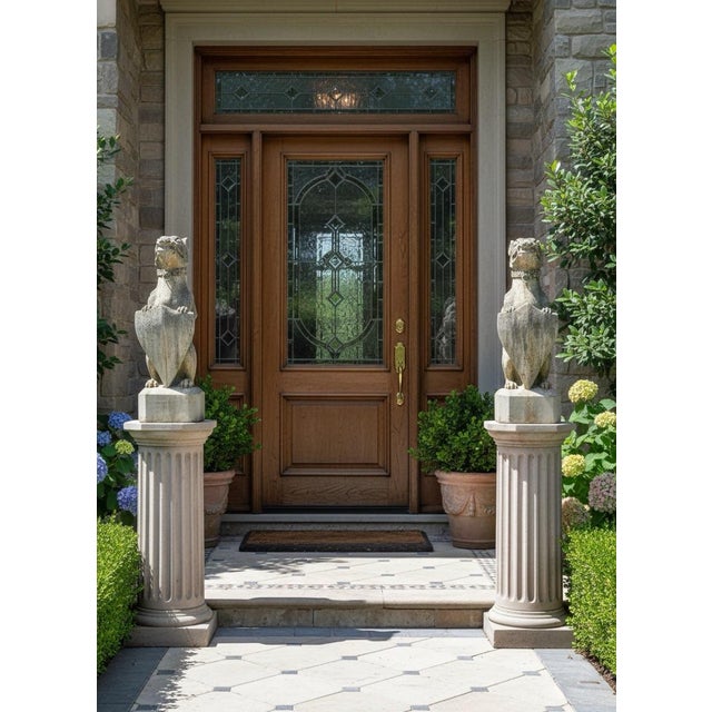 Stone 1990s Pair of Gothic Revival Cast Stone Seated Grotesque Garden Guardians For Sale - Image 7 of 8