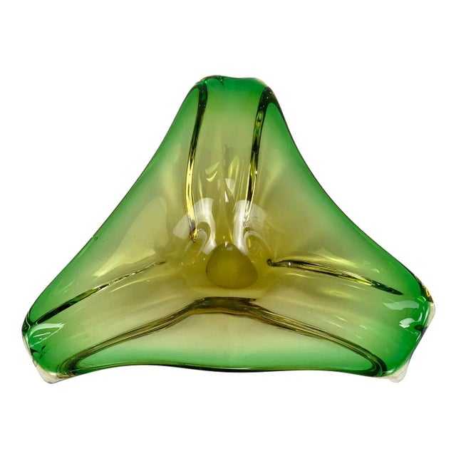 Green Mid-Century Atomic Italian Murano Green Art Glass Centerpiece Bowl For Sale - Image 8 of 8