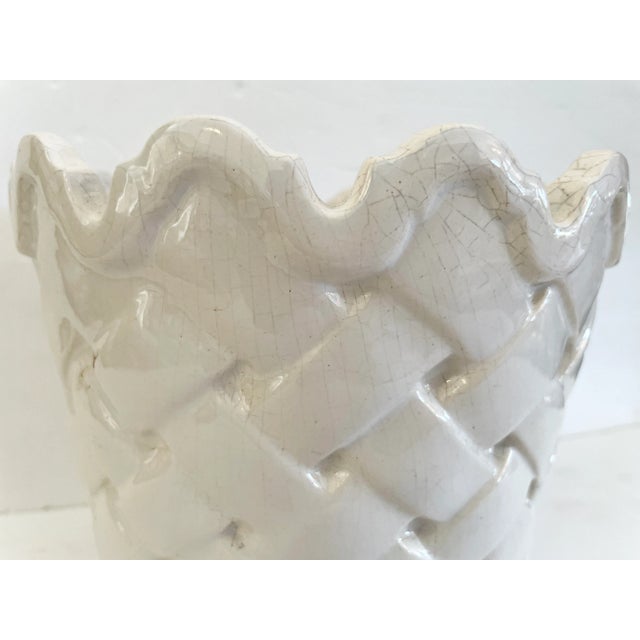 1960s Faux Woven Basket Ceramic Cachepot For Sale - Image 5 of 10