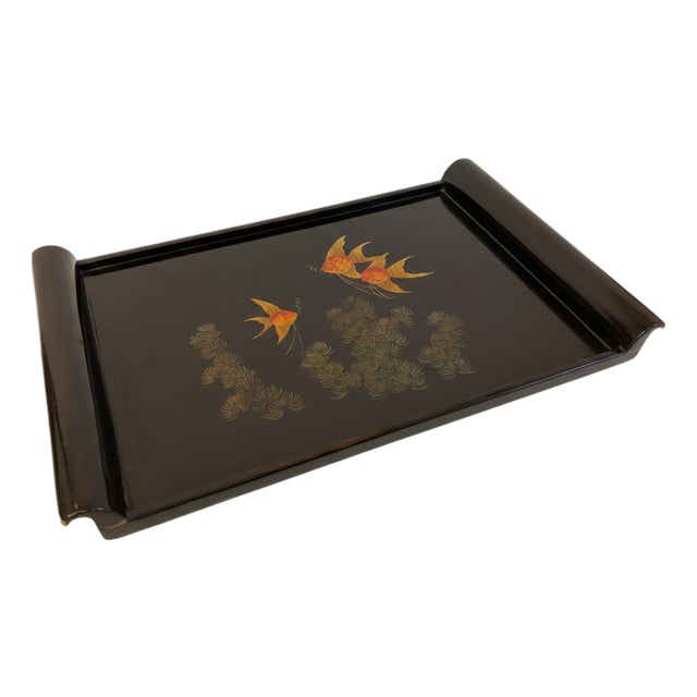 Mid-Century Vietnamese Black Lacquer Serving Tray from Artexport, 1970s For Sale