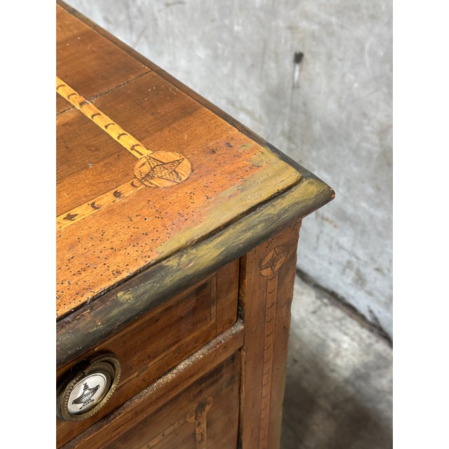 Brown 19th Century Italian Neoclassical Walnut Commode Inlay 3 Drawer Chest For Sale - Image 8 of 14