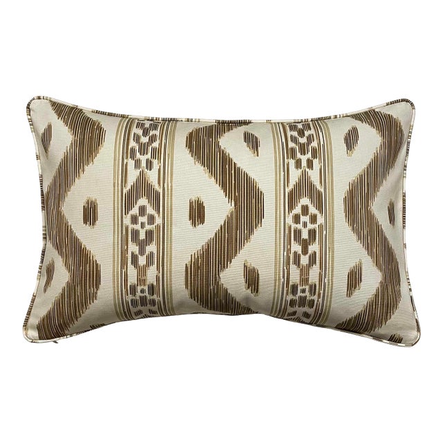 Walnut Wash and Camel Lumbar Designer Reversible Lumbar Pillow For Sale