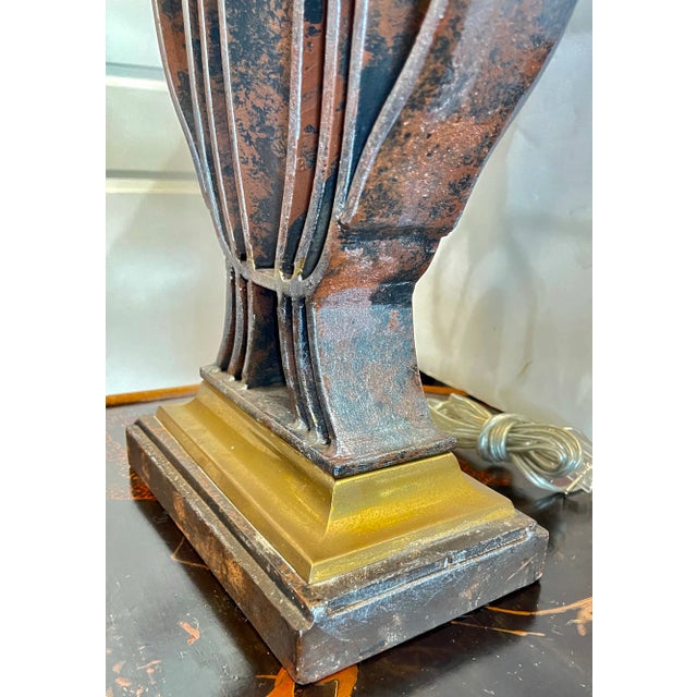 Polished Metal Shade & Wrought IronTable Lamp, France, 1940s For Sale - Image 11 of 18