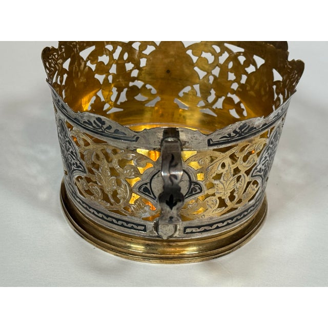Vintage Kubachi 875 Silver Gilt Niello Openwork Sugar Candy Bowl For Sale - Image 9 of 10