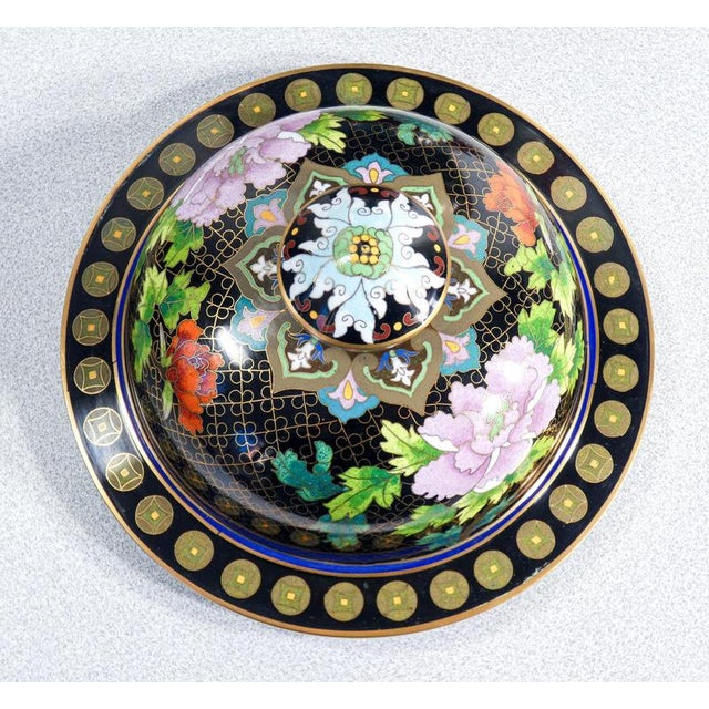 Large Cloisonné Enamel Vase with Lid, China For Sale - Image 10 of 18