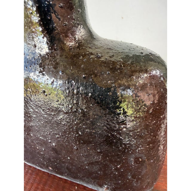 2020s Handcrafted Glazed Ceramic Vase — Sculptural Form — H 20 Cm For Sale - Image 5 of 6