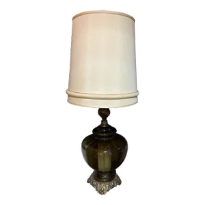 Mid-Century Modern Hollywood Regency Amber Glass Lamp