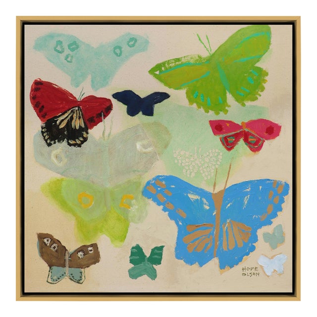 Butterflies I by Hope Olson in Gold Frame, Large Art Print on Canvas For Sale