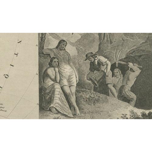 Gold Antique Hand-Colored Map of South America by Levasseur, 1845 For Sale - Image 8 of 15