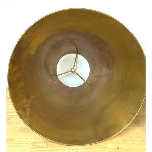 Late 20th Century French Modern Brass & Parchment Enamel Lamp Shades, Style of Royère - a Pair For Sale - Image 4 of 14