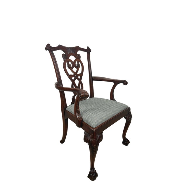 Wood Vintage Maitland-Smith Chippendale Carved Armchair With Ball-and-Claw Feet For Sale - Image 7 of 12