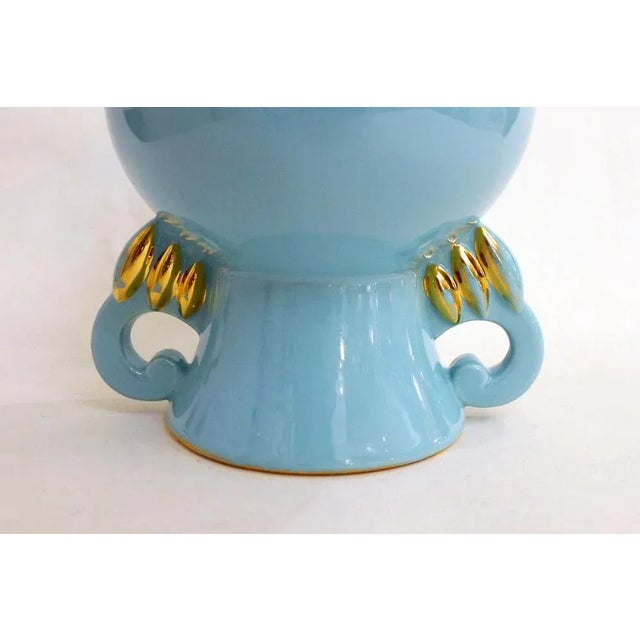 1950s Turquoise Earthenware Amphora Vase by B. Letalle for St-Clément, 1940s For Sale - Image 5 of 13