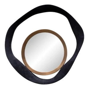 Modern Mirror in Black Shagreen With Bronze Patina Brass Details by R&y Augousti