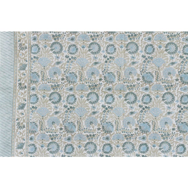 Coastal Coastal Breeze Bloom, Hand Blockprint Cotton Coverlet For Sale - Image 3 of 6