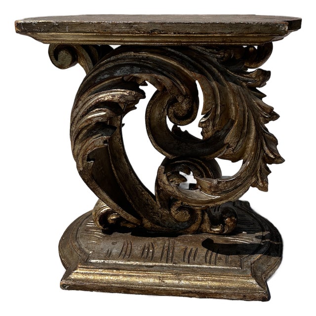 Antique Hand Carved Florentine Scrolled Side Table For Sale